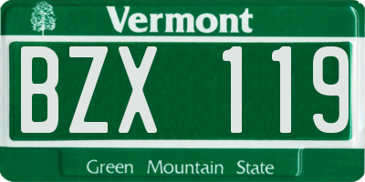 VT license plate BZX119