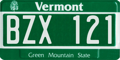 VT license plate BZX121
