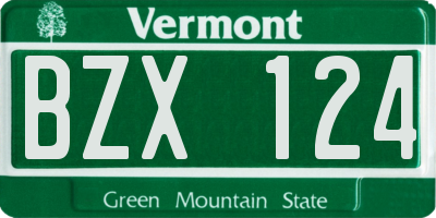 VT license plate BZX124