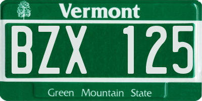 VT license plate BZX125