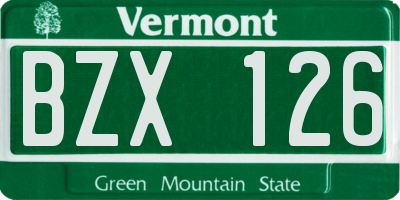 VT license plate BZX126