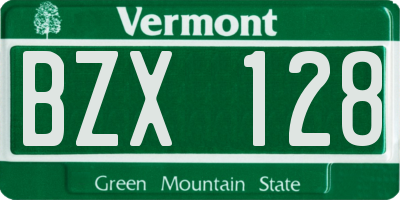 VT license plate BZX128