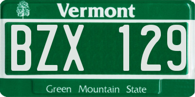 VT license plate BZX129