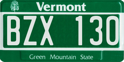 VT license plate BZX130