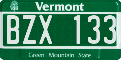 VT license plate BZX133