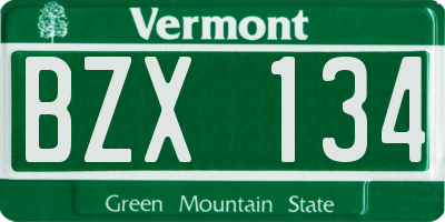 VT license plate BZX134