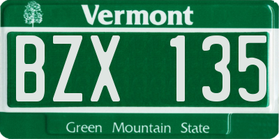 VT license plate BZX135