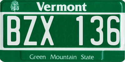 VT license plate BZX136