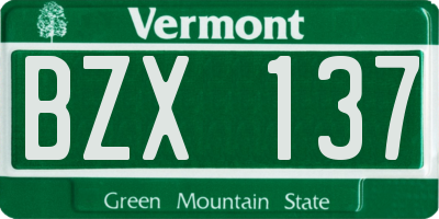 VT license plate BZX137