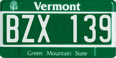 VT license plate BZX139