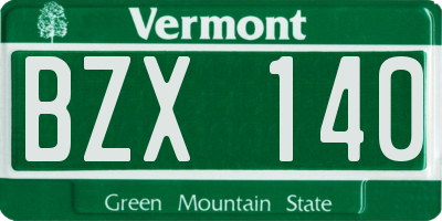 VT license plate BZX140