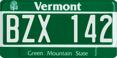 VT license plate BZX142
