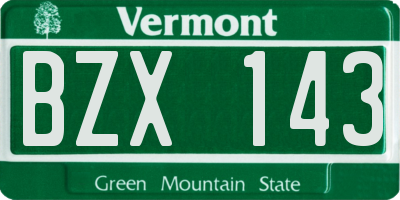 VT license plate BZX143