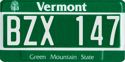 VT license plate BZX147