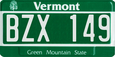 VT license plate BZX149