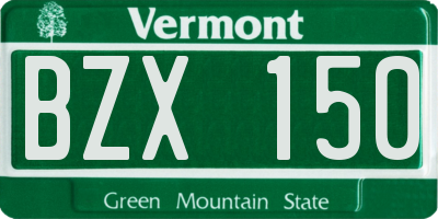 VT license plate BZX150