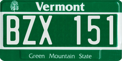 VT license plate BZX151