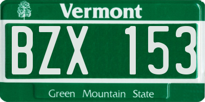 VT license plate BZX153