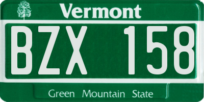 VT license plate BZX158