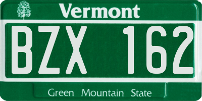 VT license plate BZX162