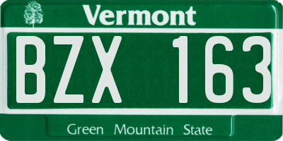 VT license plate BZX163