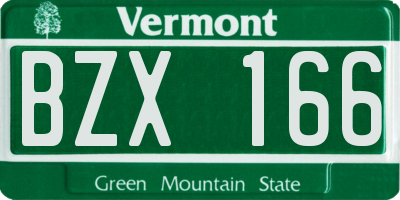 VT license plate BZX166