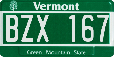 VT license plate BZX167