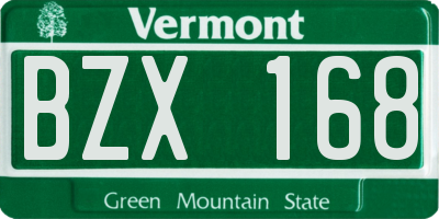 VT license plate BZX168