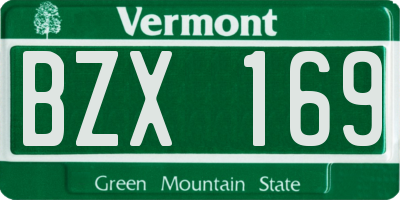 VT license plate BZX169