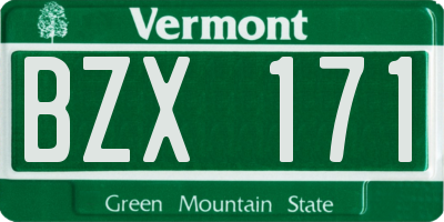 VT license plate BZX171