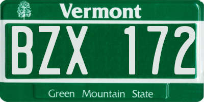VT license plate BZX172