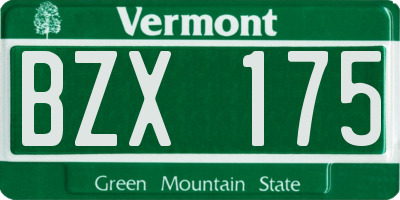 VT license plate BZX175