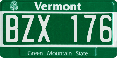 VT license plate BZX176