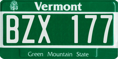 VT license plate BZX177