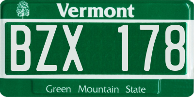 VT license plate BZX178