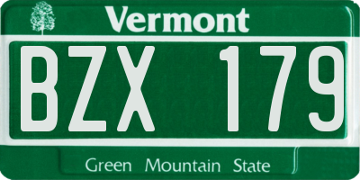 VT license plate BZX179