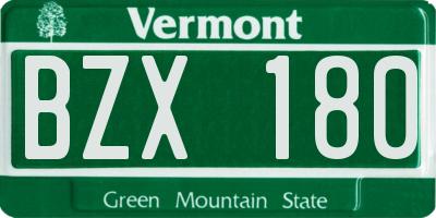 VT license plate BZX180