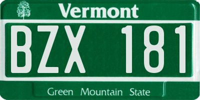 VT license plate BZX181