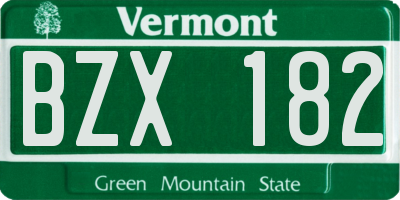 VT license plate BZX182