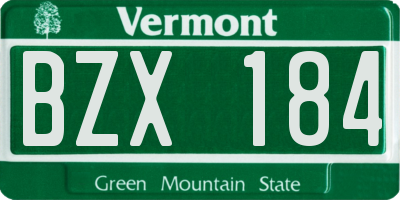 VT license plate BZX184