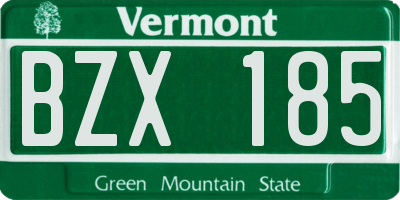 VT license plate BZX185