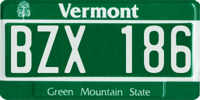 VT license plate BZX186