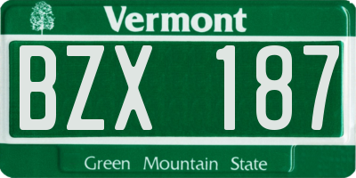 VT license plate BZX187