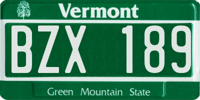 VT license plate BZX189