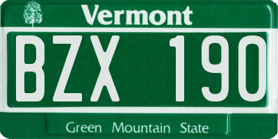 VT license plate BZX190