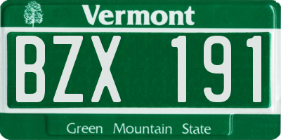 VT license plate BZX191