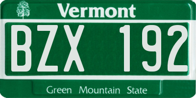 VT license plate BZX192