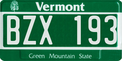 VT license plate BZX193
