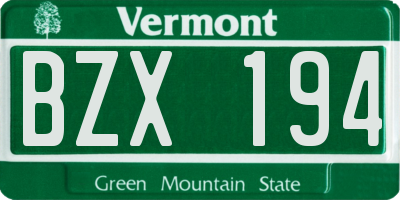 VT license plate BZX194