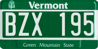VT license plate BZX195